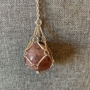 NEW LARGE POLISHED AMETHYST STONE AND CHAIN NECKLACE
